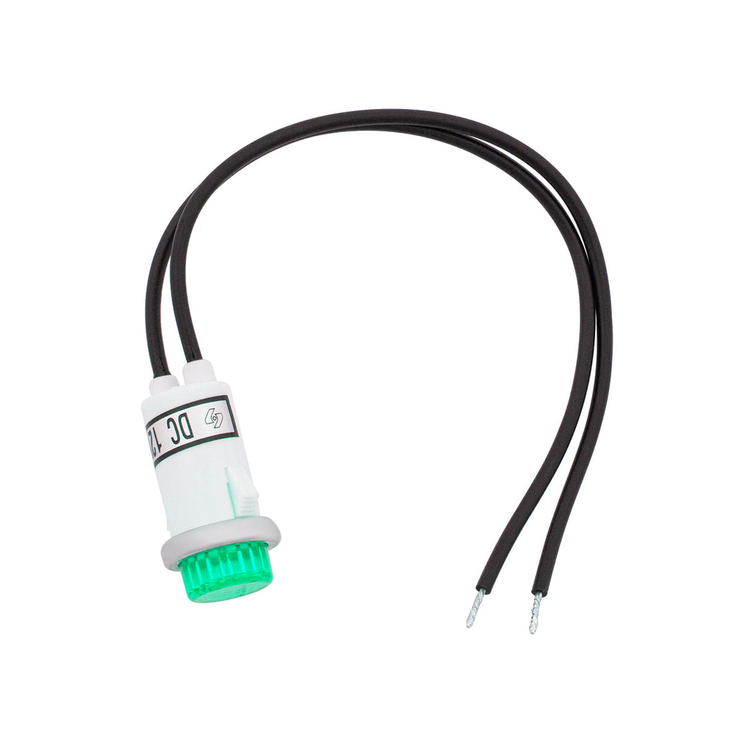 16 Amp 12V Green Warning Light w/ 1/2" Panel Mount and Leads, 1 Pc. - View 1