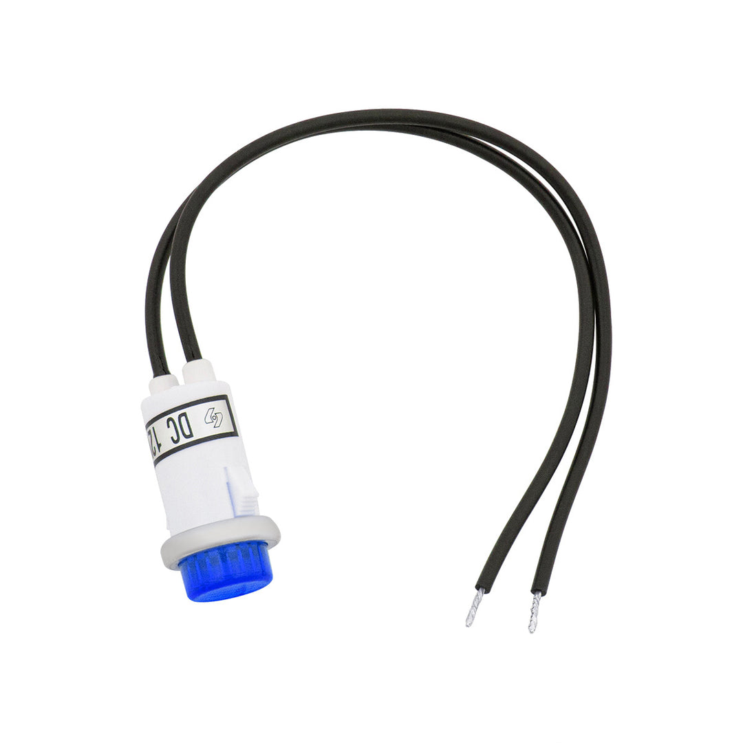 16 Amp 12V Blue Warning Light w/ 1/2" Panel Mount and Leads, 1 Pc. - View 1