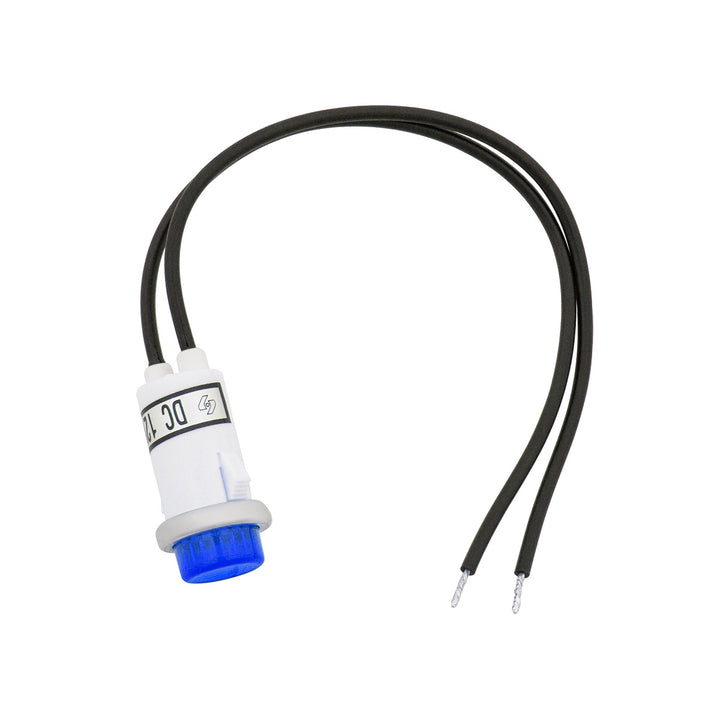 16 Amp 12V Blue Warning Light w/ 1/2" Panel Mount and Leads, 1 Pc. - View 1