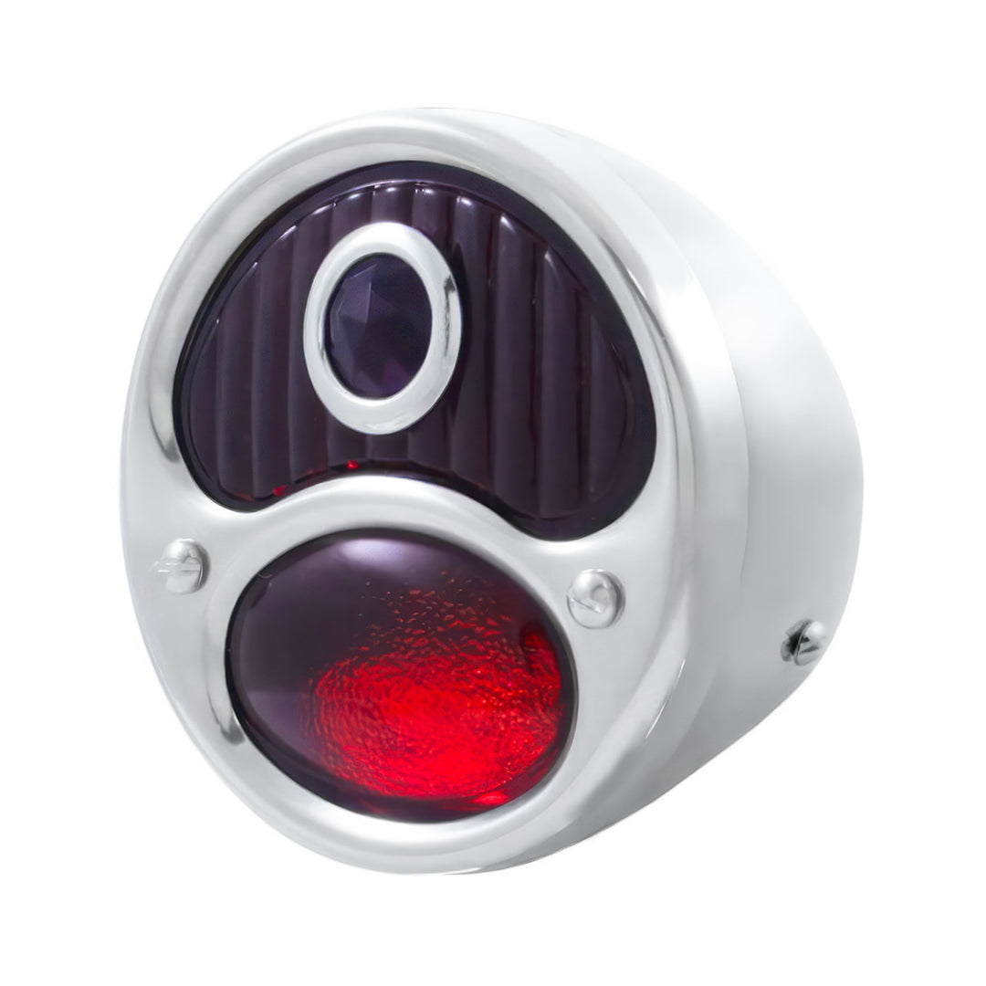 12V Tail Light Assembly With SS Housing &amp; Blue Dot Glass Lens For 1928-31 Ford Model A - R/H - View 1