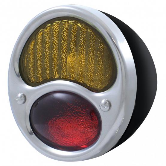 12V Tail Light Assembly With Black Housing &amp; Red/Amber Lens For 1928-31 Ford Model A - R/H - View 1