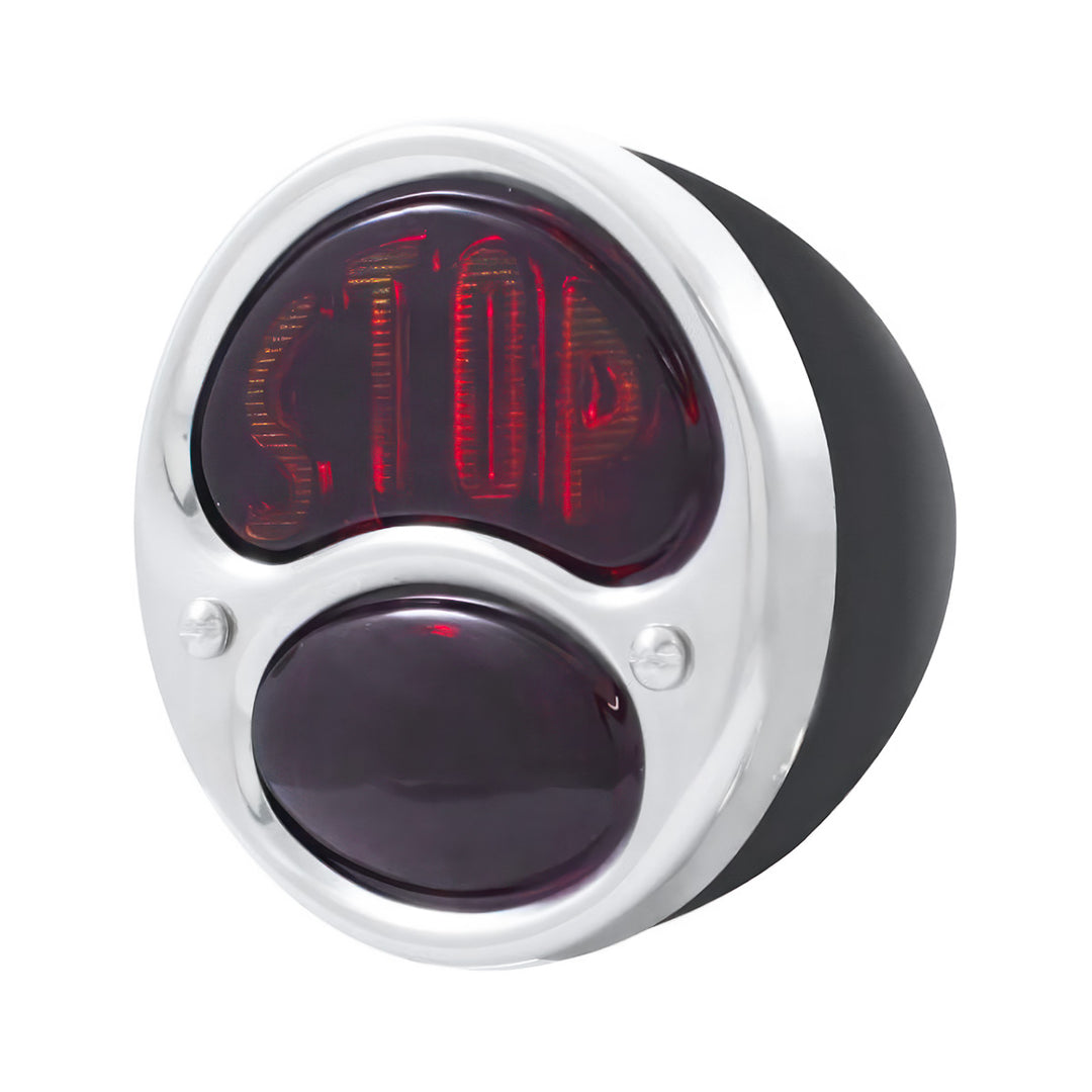 6V Tail Light Assembly With Black Housing &amp; "STOP" Lens For 1928-31 Ford Model A - R/H - View 1