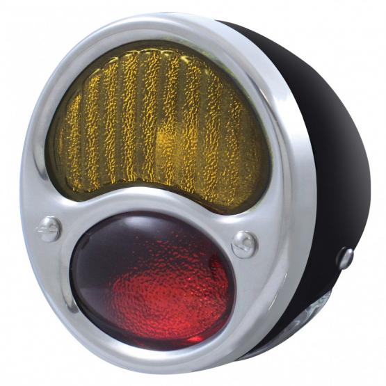 12V Tail Light Assembly With Black Housing &amp; Red/Amber Lens For 1928-31 Ford Model A - L/H - View 1