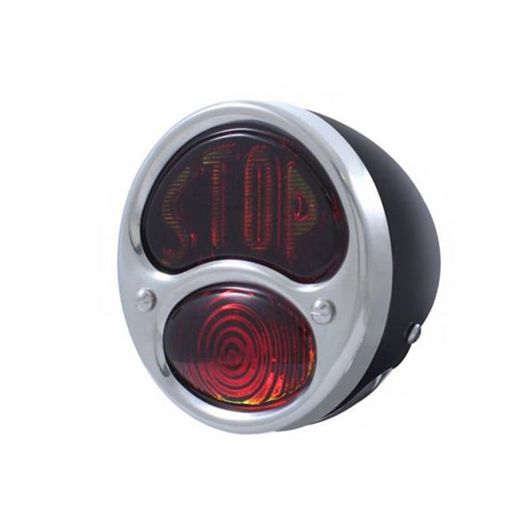12V "STOP" Lens With Black Housing Tail Light Assembly For 1928-31 Ford Model A - L/H - View 1