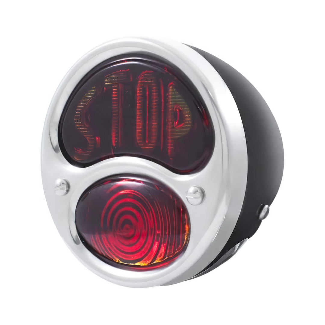 6V Tail Light Assembly With Black Housing &amp; "STOP" Lens For 1928-31 Ford Model A - L/H - View 1