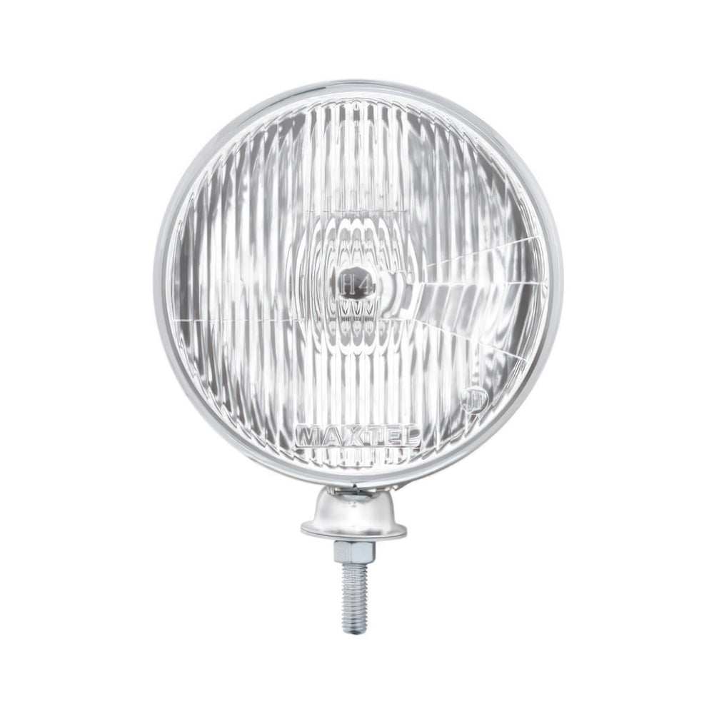 7" Stainless Dietz Style Headlight With 12 Volt Flat H4 Halogen Bulb (Pair) - View 2