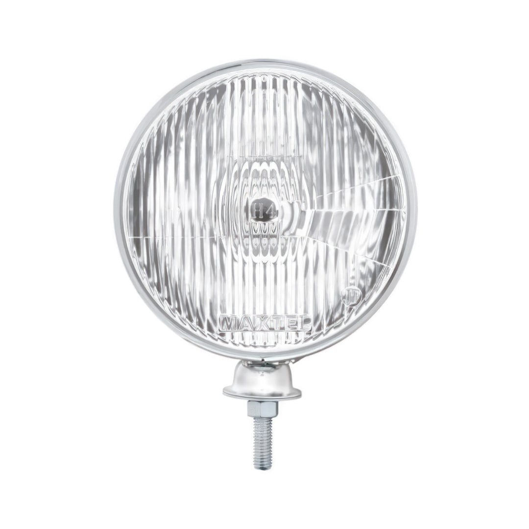 7" Stainless Dietz Style Headlight With 12 Volt Flat H4 Halogen Bulb (Pair) - View 2