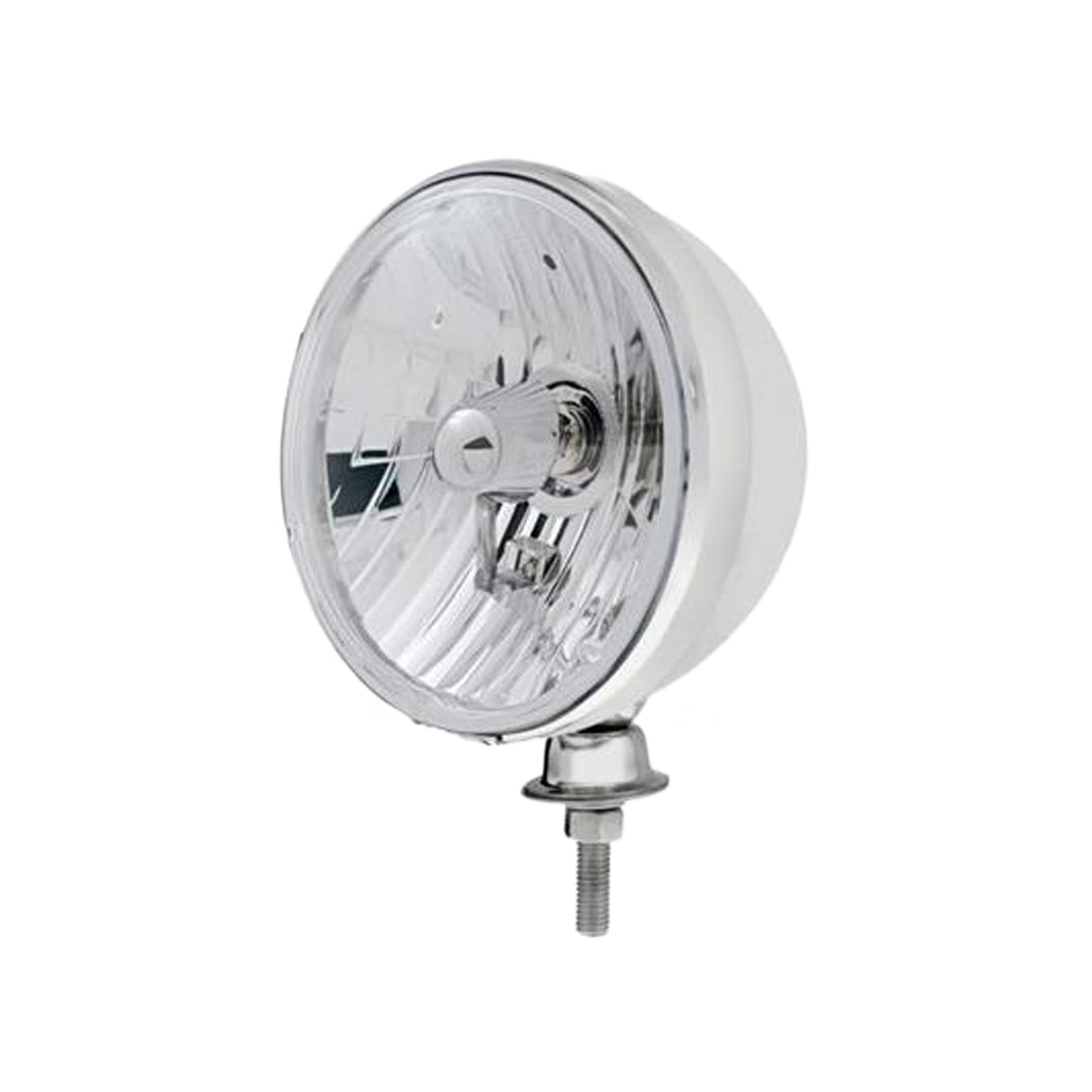 7" Stainless Dietz Style Headlight With 12 Volt H4 Crystal Halogen Bulbs (Pair) - View 1