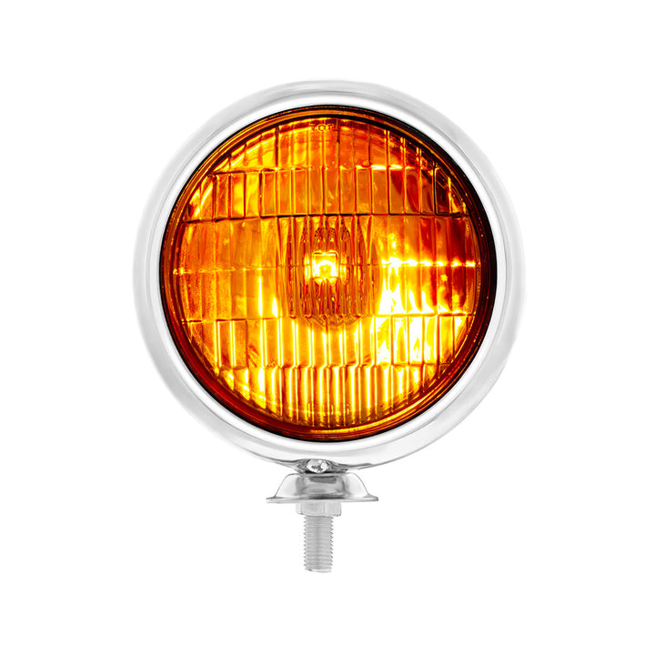 12V Vintage Chrome Fog Light, Amber Lens - View 1