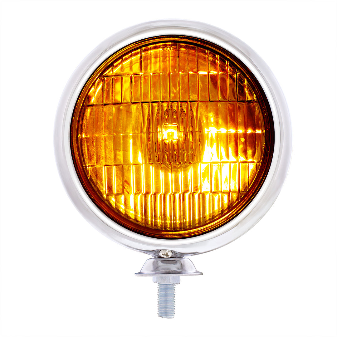 6V Vintage Chrome Fog Light, Amber Lens - View 1