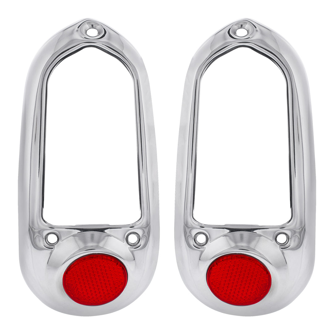 Stainless Steel Tail Light Bezel With Red Reflector For 1949-50 Chevy Passenger Car - View 1