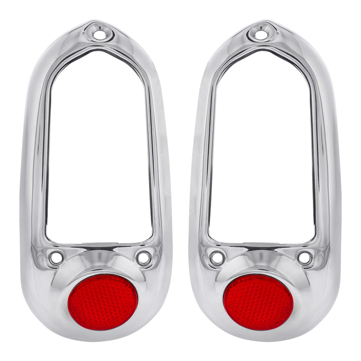 Stainless Steel Tail Light Bezel With Red Reflector For 1949-50 Chevy Passenger Car - View 1
