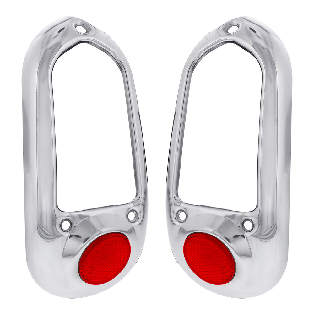 Stainless Steel Tail Light Bezel With Red Reflector For 1949-50 Chevy Passenger Car - View 2