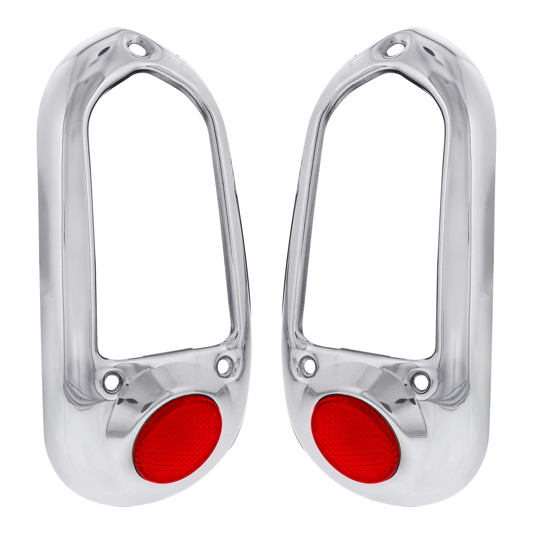Stainless Steel Tail Light Bezel With Red Reflector For 1949-50 Chevy Passenger Car - View 2