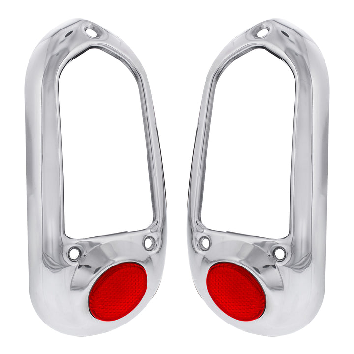 Stainless Steel Tail Light Bezel With Red Reflector For 1949-50 Chevy Passenger Car - View 2
