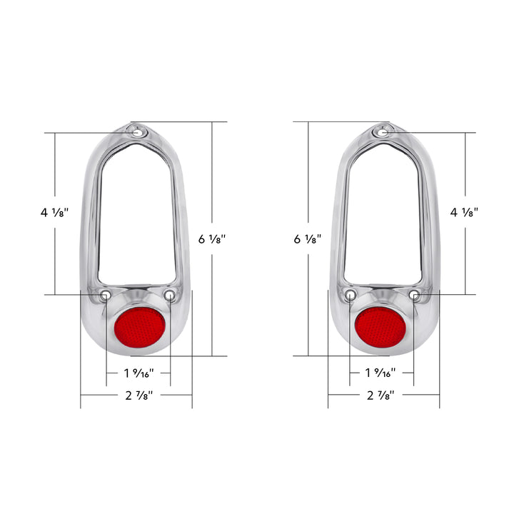 Stainless Steel Tail Light Bezel With Red Reflector For 1949-50 Chevy Passenger Car - View 5