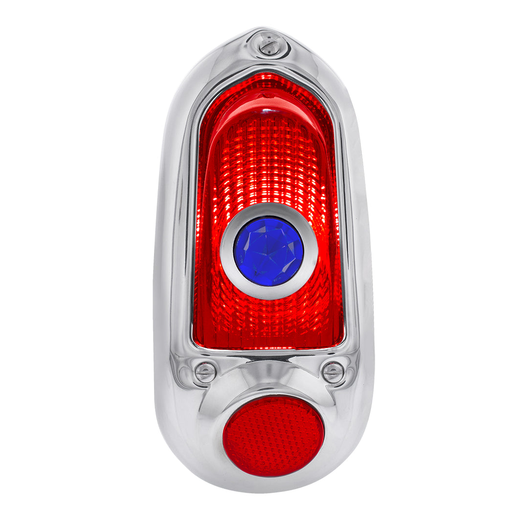 Tail Light Assembly With Stainless Steel Housing &amp; Blue Dot For 1949-50 Chevy Passenger Car - L/H - View 1
