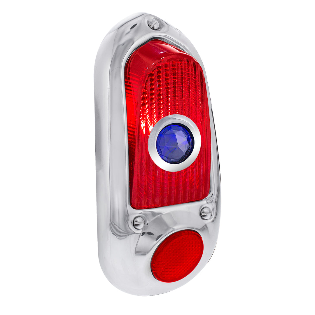 Tail Light Assembly With Stainless Steel Housing &amp; Blue Dot For 1949-50 Chevy Passenger Car - L/H - View 3