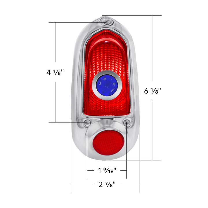 Tail Light Assembly With Stainless Steel Housing &amp; Blue Dot For 1949-50 Chevy Passenger Car - L/H - View 7