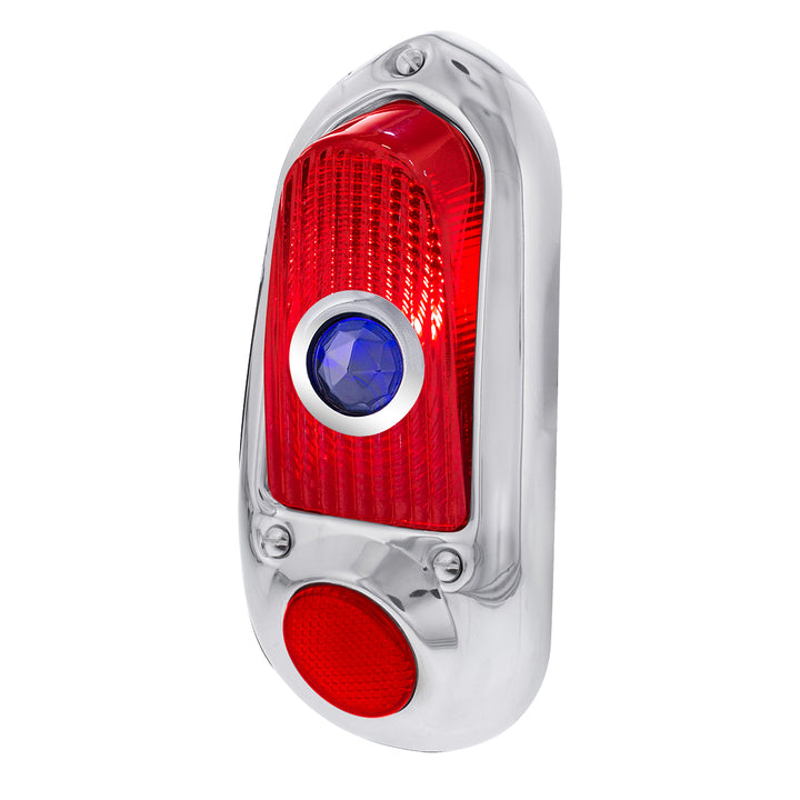 Tail Light Assembly With Stainless Steel Housing &amp; Blue Dot For 1949-50 Chevy Passenger Car - R/H - View 3