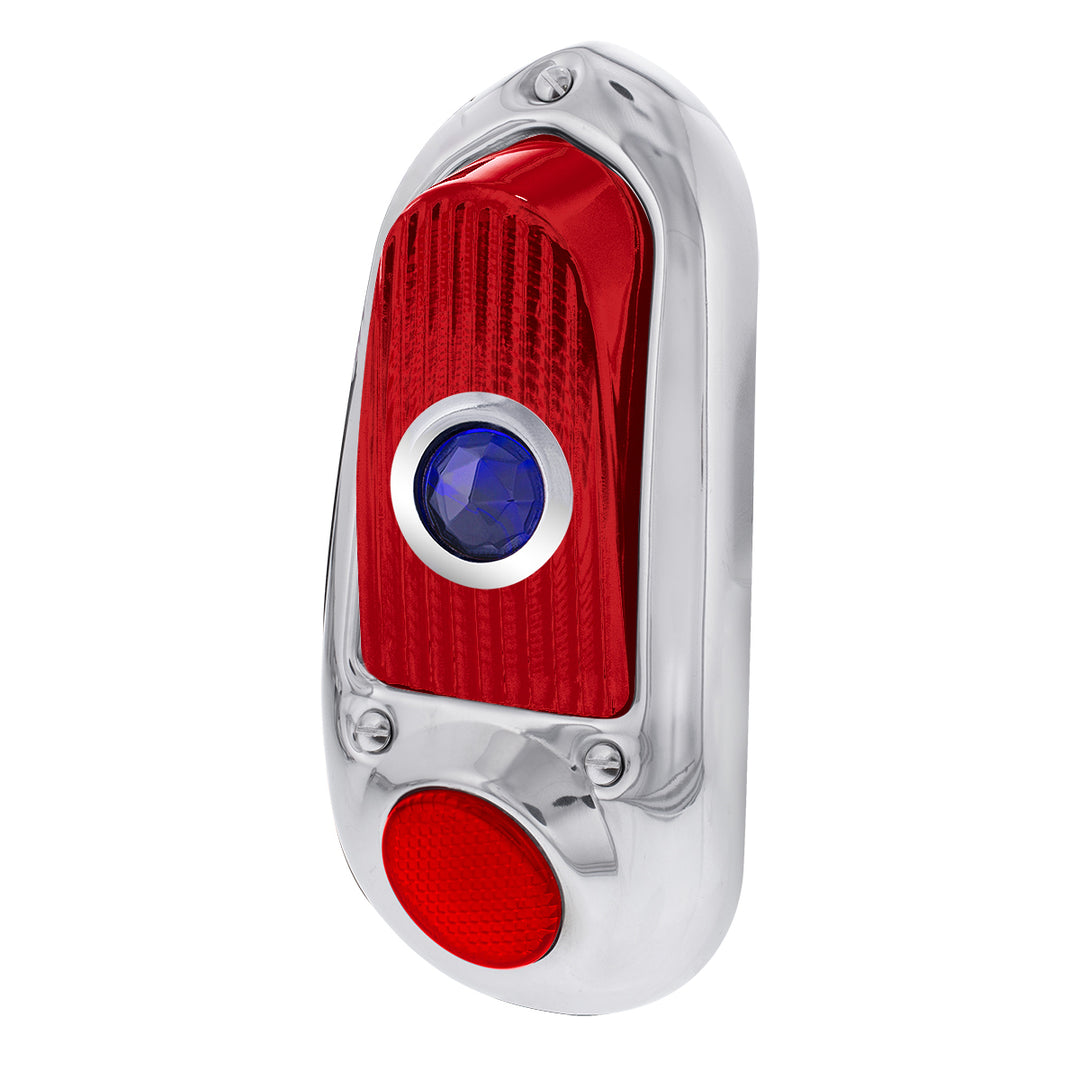 Tail Light Assembly With Stainless Steel Housing &amp; Blue Dot For 1949-50 Chevy Passenger Car - R/H - View 4