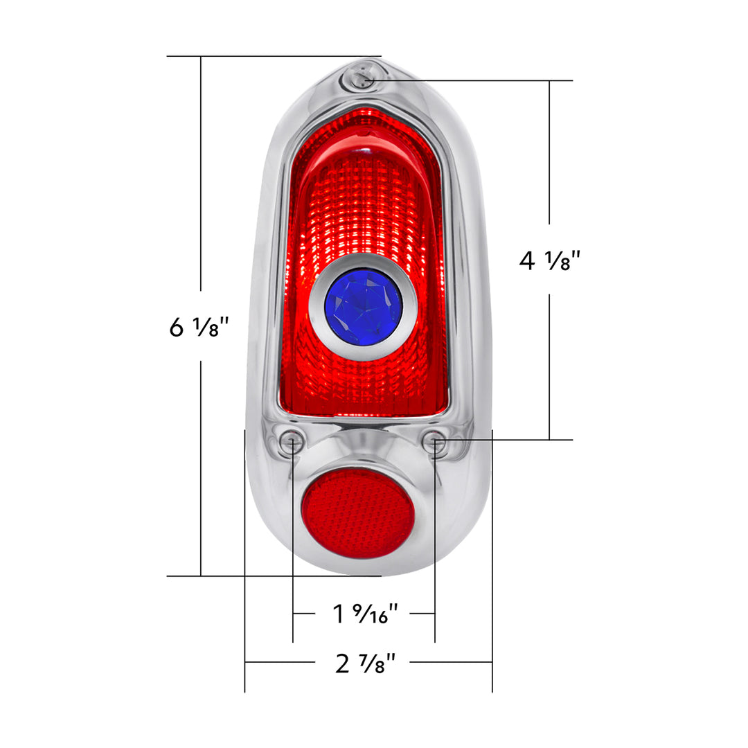 Tail Light Assembly With Stainless Steel Housing &amp; Blue Dot For 1949-50 Chevy Passenger Car - R/H - View 7