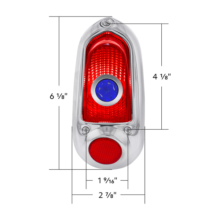 Tail Light Assembly With Stainless Steel Housing &amp; Blue Dot For 1949-50 Chevy Passenger Car - R/H - View 7