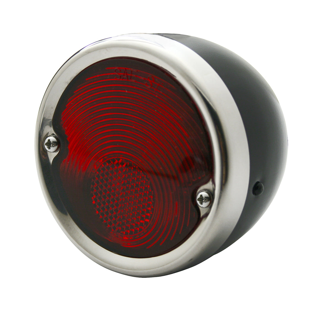 Tail Light Assembly With Stainless Steel Bezel &amp; Black Housing For 1954-59 Chevy Truck - View 1
