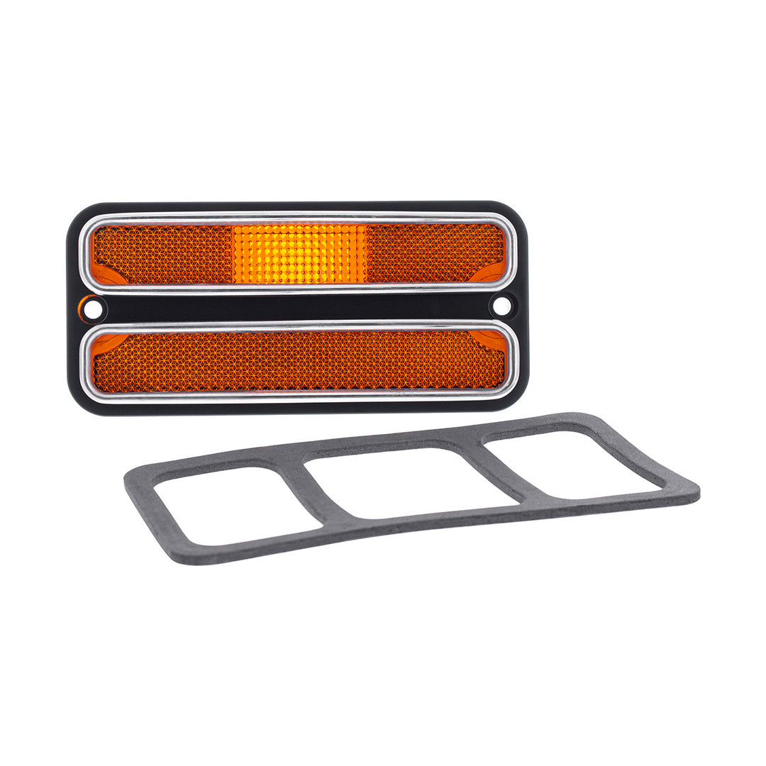 Deluxe Side Marker Light With Stainless Steel Trim For 1968-1972 Chevrolet &amp; GMC Truck-Amber Lens - View 1