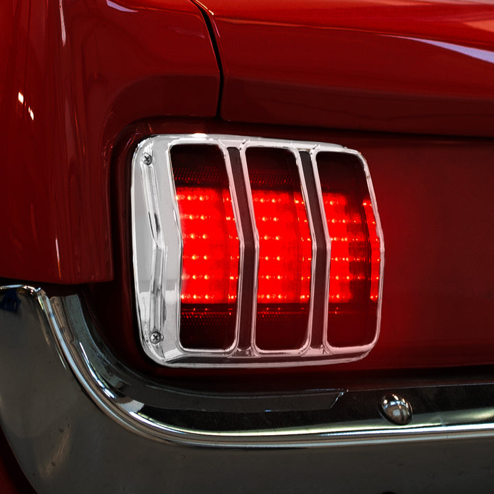 Chrome Tail Light Bezel With Black Painted Detail For 1964.5-66 Ford Mustang - View 6