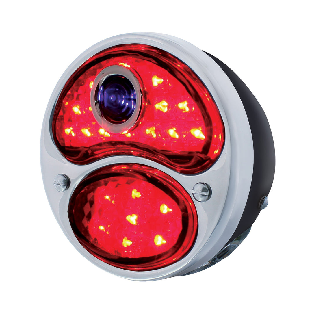 LED 12V Tail Light Assembly With Black Housing &amp; Blue Dot For 1928-31 Ford Model A - L/H - View 1