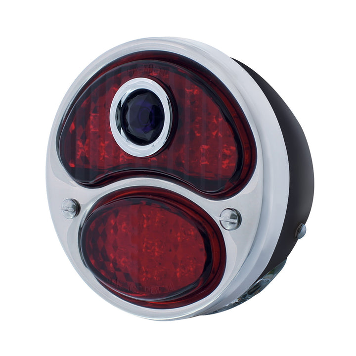 LED 12V Tail Light Assembly With Black Housing &amp; Blue Dot For 1928-31 Ford Model A - L/H - View 2