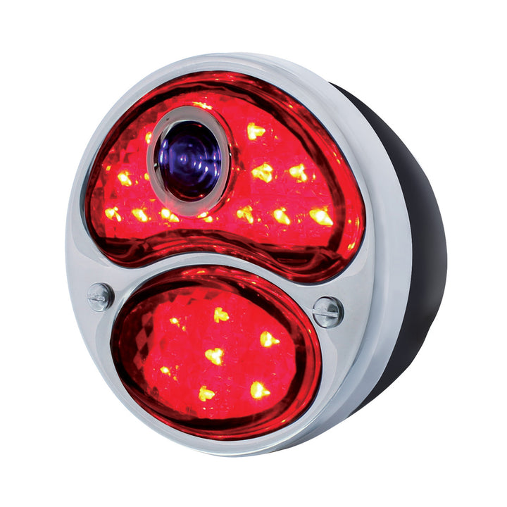 LED 12V Tail Light Assembly With Black Housing &amp; Blue Dot For 1928-31 Ford Model A - R/H - View 1