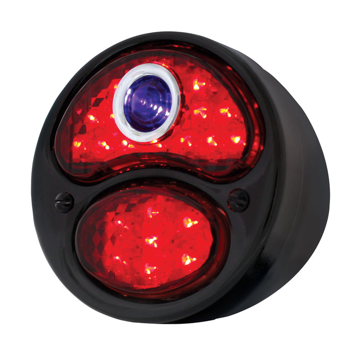 LED 12V Tail Light Assembly With Black Housing &amp; Blue Dot For 1928-31 Model A - R/H - View 1