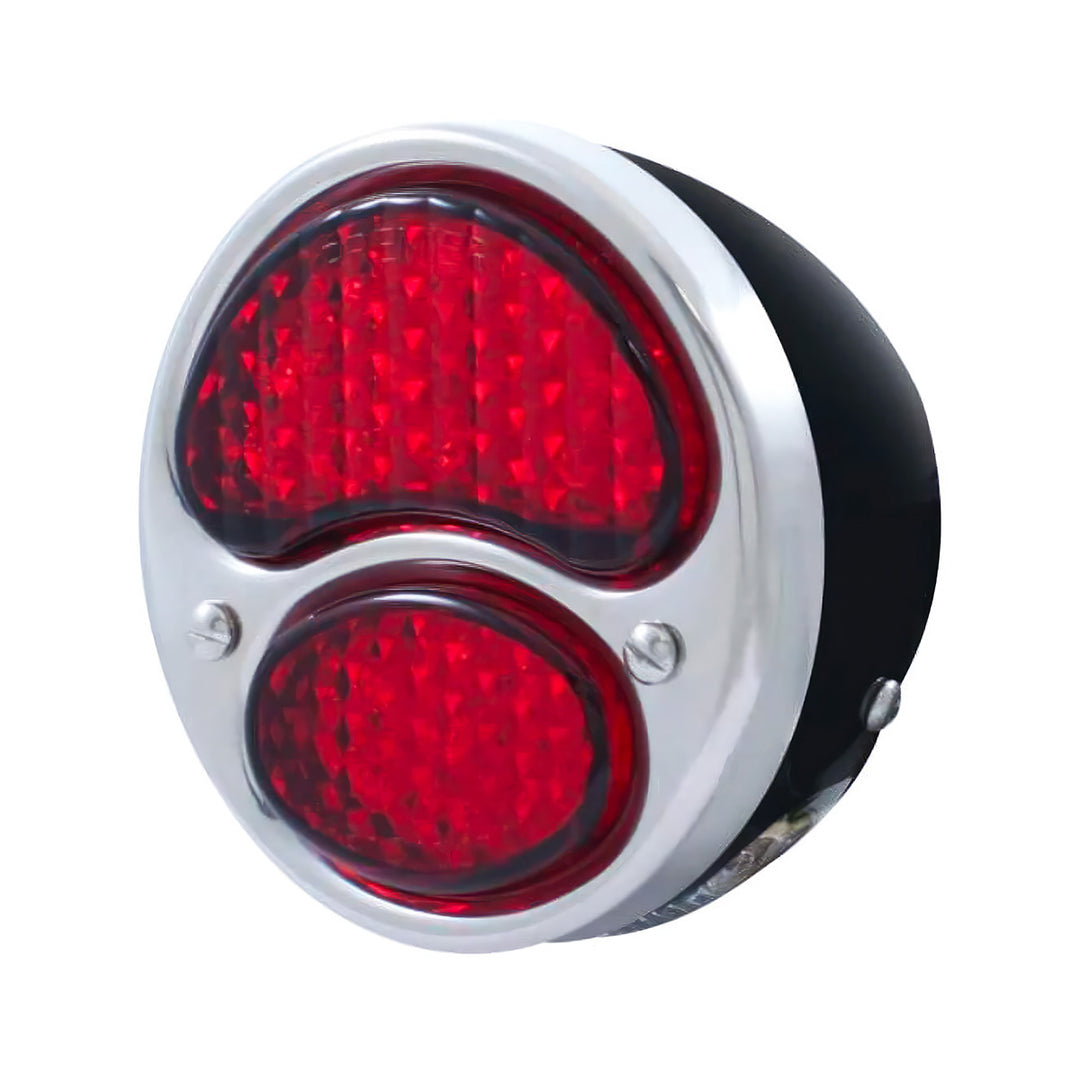 19 LED 6V Tail Light Assembly With 4 LED LP, Light Black Housing, &amp; SS Rim For 1928-31 Ford Model A - L/H - View 1