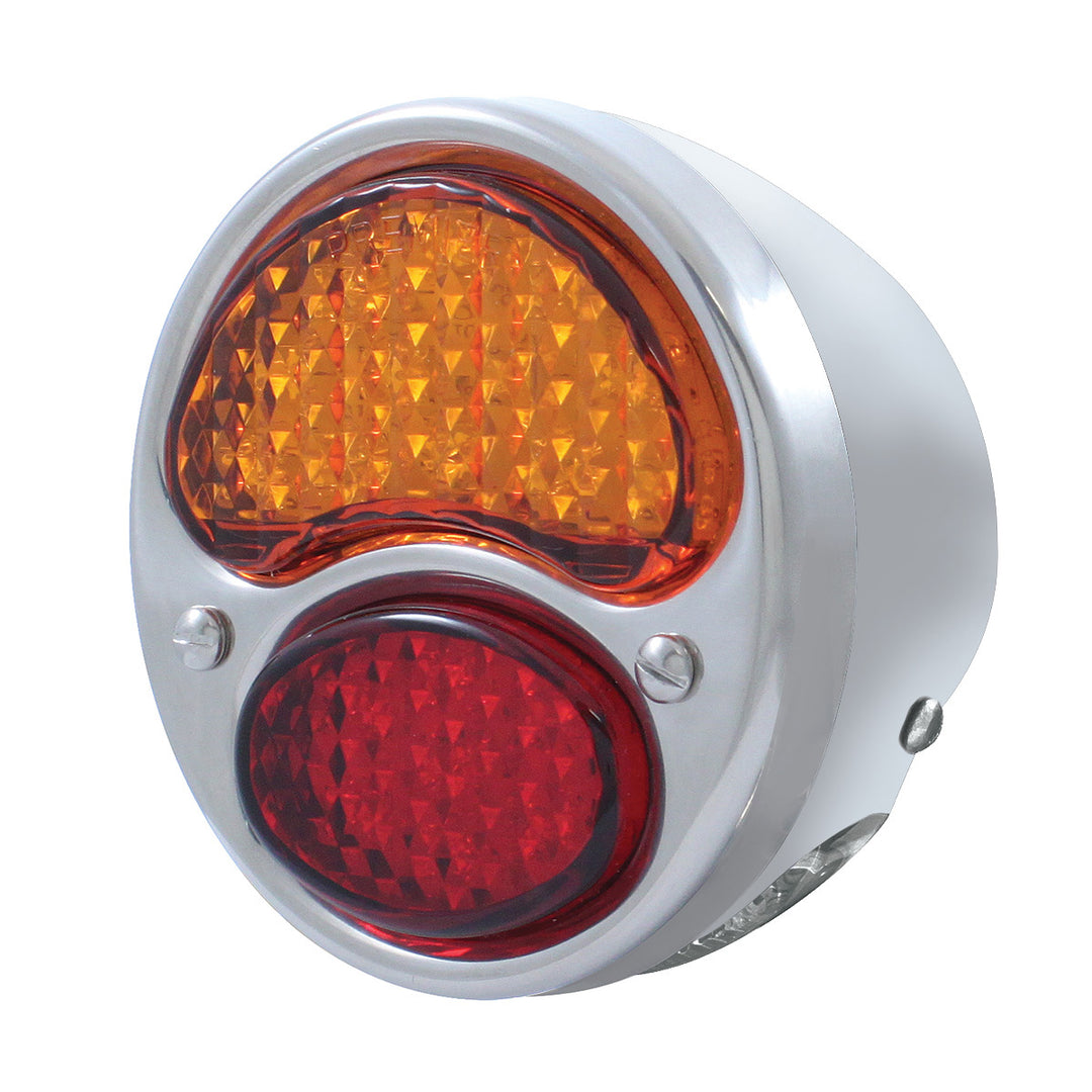 19 LED 6V Tail Light Assembly With 4 LED LP, Light SS Housing For 1928-31 Ford Model A - L/H, Red &amp; Amber Lens - View 1