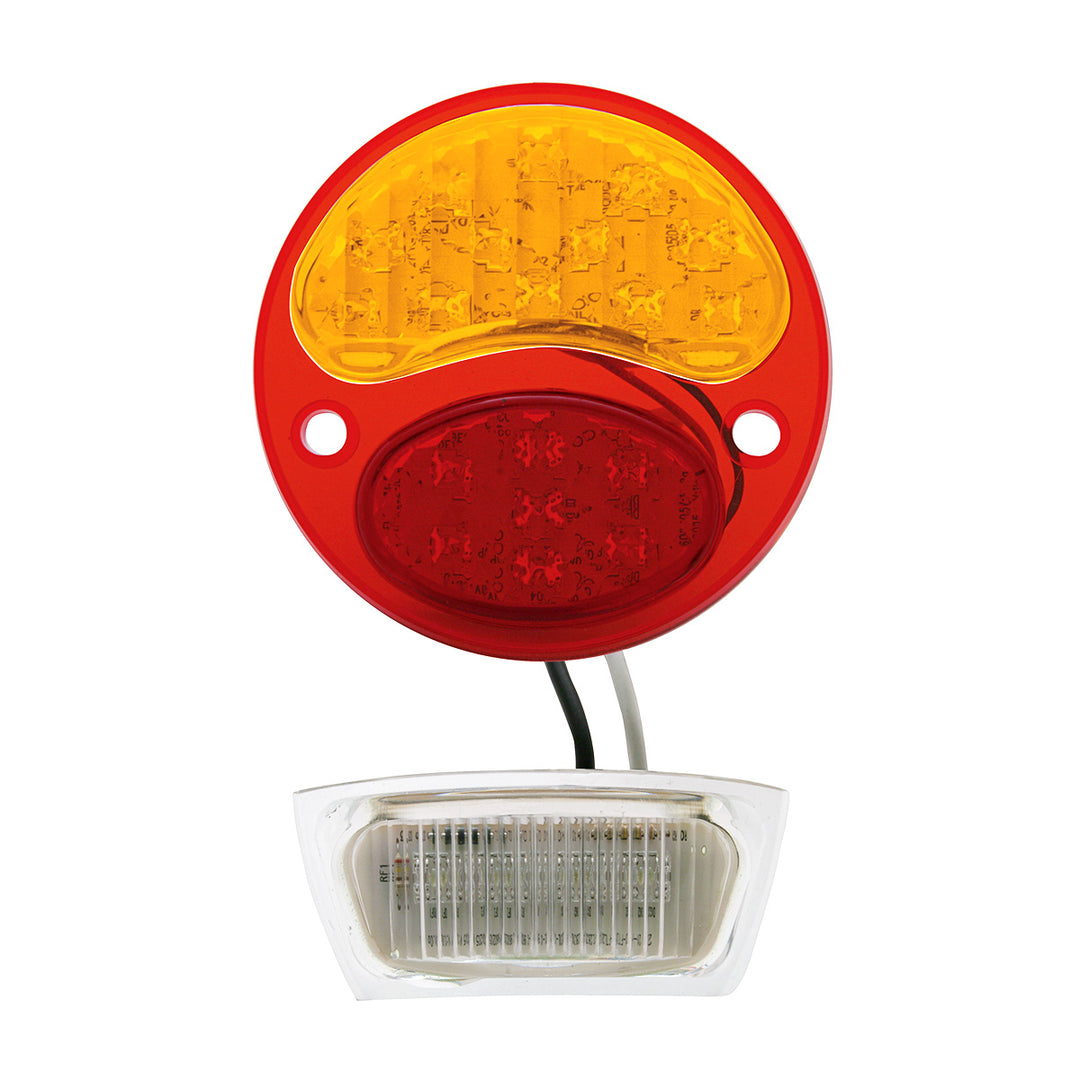19 LED 6V Tail Light With 4 LED License Plate Light For 1928-31 Ford Model A - L/H, Red &amp; Amber Lens - View 1