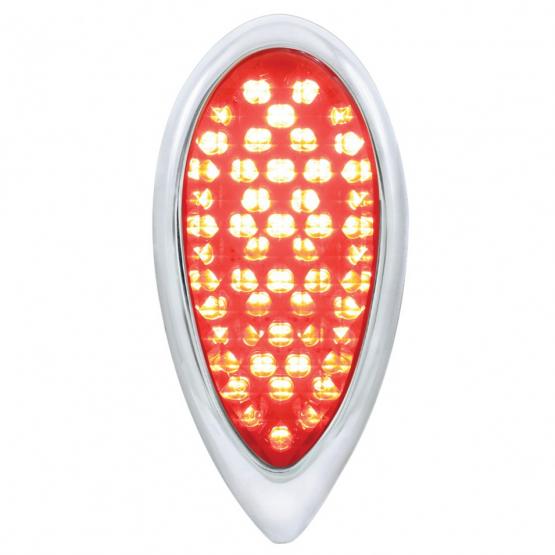 51 LED Tail Light With Chrome Flush Mount Bezel For 1938-39 Ford Car-Red LED/Red Lens - View 1