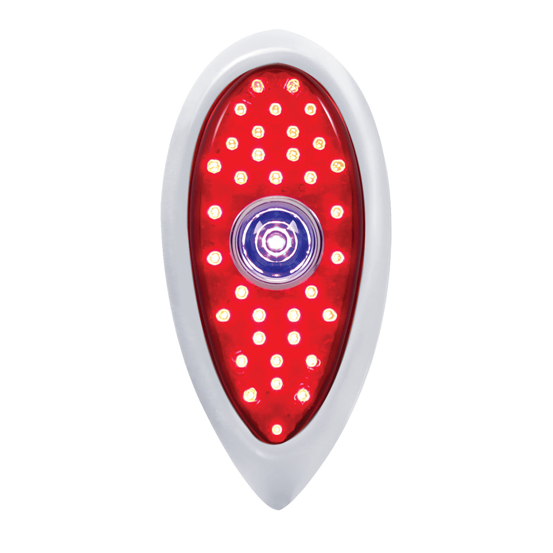 23 LED Tail Light With Chrome Flush Mount Bezel For 1938-39 Ford Car-Red Lens With Blue Dot - View 1