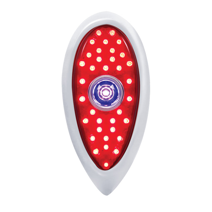 23 LED Tail Light With Chrome Flush Mount Bezel For 1938-39 Ford Car-Red Lens With Blue Dot - View 1
