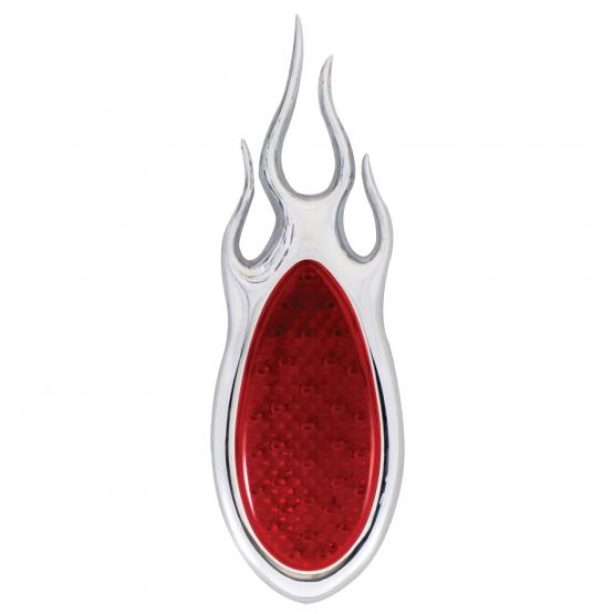 12V 1938-39 Ford Style LED Tail Light With Flame Chrome Flush Mount Bezel - View 1
