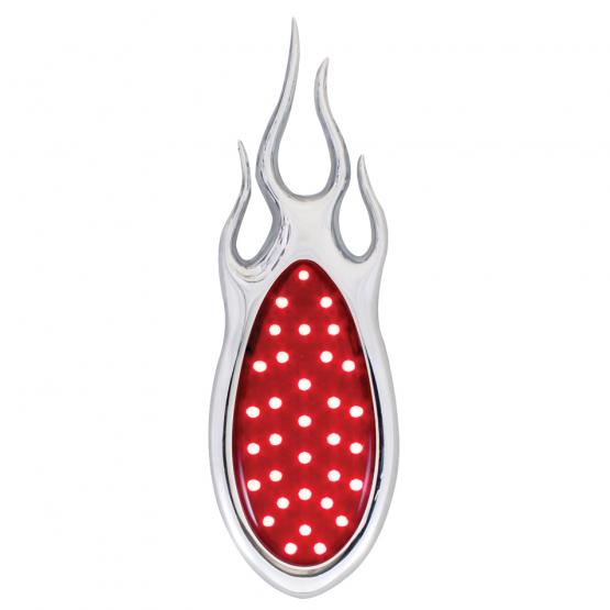 12V 1938-39 Ford Style LED Tail Light With Flame Chrome Flush Mount Bezel - View 2