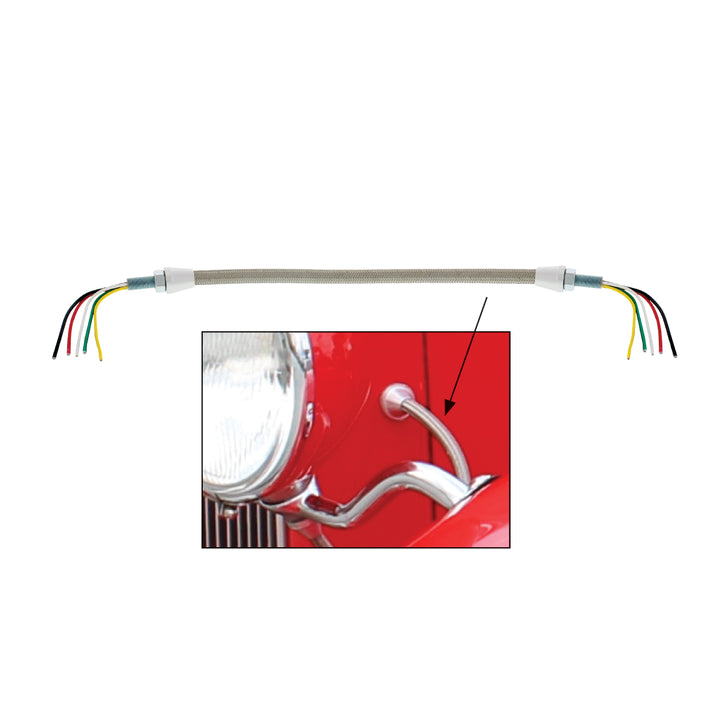12-3/4" Braided SS Headlight Conduit With 5 Wires For 1928-1932 Ford Car/Truck (Pair) - View 2