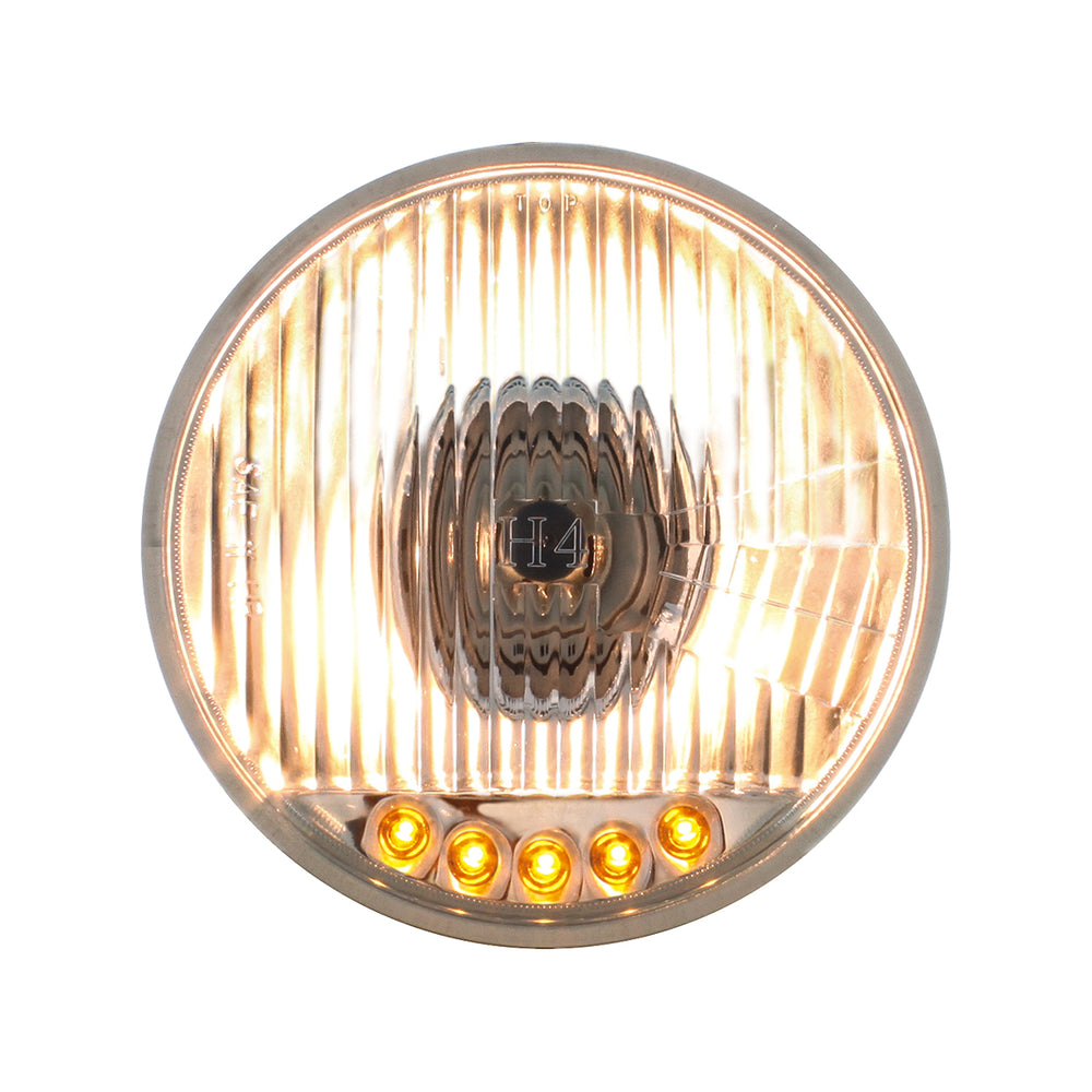5-3/4" Crystal Halogen Headlight With 5 LED Position Lights - View 2