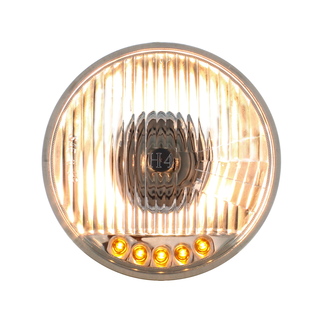 5-3/4" Crystal Halogen Headlight With 5 LED Position Lights - View 2