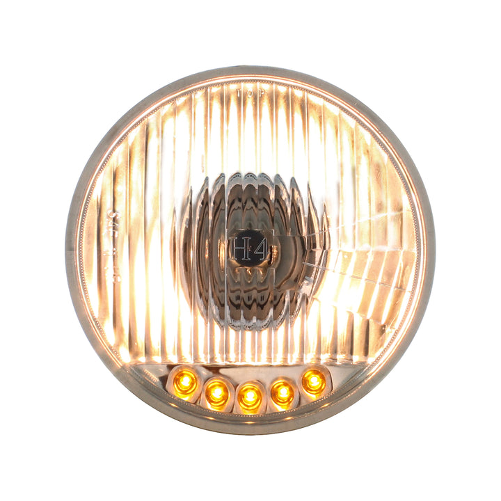 5-3/4" Crystal Halogen Headlight With 5 LED Position Lights - View 2