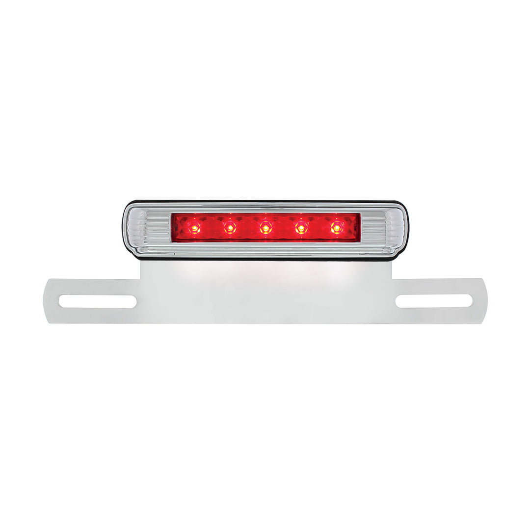 Chrome License Plate Light &amp; Bracket With Red LED 3rd Brake Light - Red LED/Red Lens - View 1