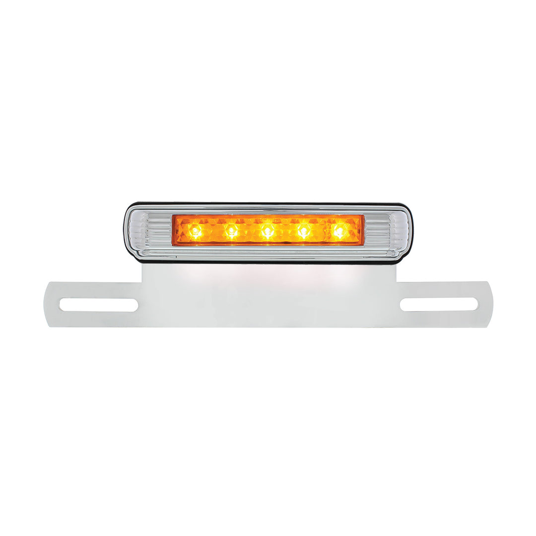 Chrome License Plate Light &amp; Bracket With Amber LED Auxiliary Light - Amber LED/Amber Lens - View 1