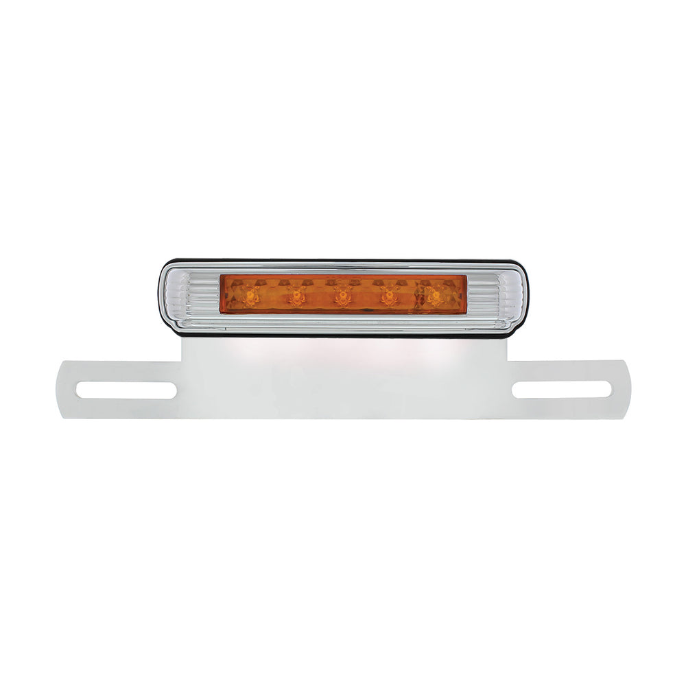 Chrome License Plate Light & Bracket With Amber LED Auxiliary Light - Amber LED/Amber Lens - View 2