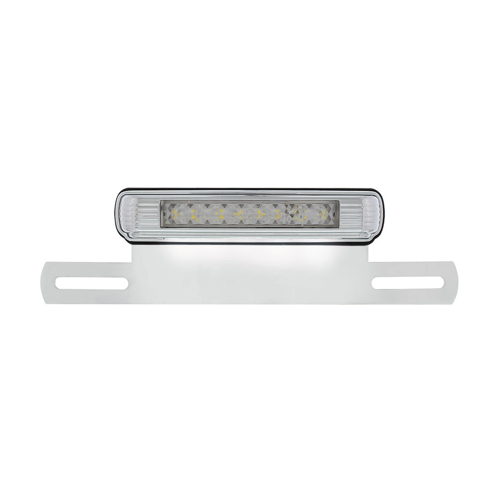 Chrome License Plate Light & Bracket With White LED Backup Light - White LED/Clears Lens - View 2